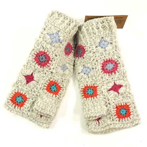 KUSAN ⚜ WOMEN'S 100% WOOL WINTER OPEN FINGERS MITTENS - Picture 3 of 3